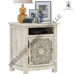 ILANO Weathered Hand-carved Solid Mango Wood Nightstand