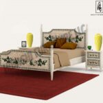 Halina Handpainted Mango Wood Platform Bed
