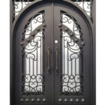 Nancy Wrought Iron Double Door Square Frame Arched