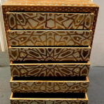 Mughal Garden Geometrical Carved Natural 2 Tone 6 Drawer Chest
