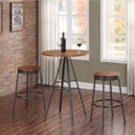 DAWIS 3 Piece Pub Height Table Set with Backless Swivel Stools