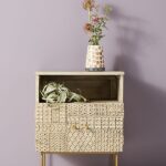 Mango Wood Bedside Table with Carved-Patchwork