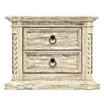 Nimbus Rustic Solid Wood Hand-Carved Nightstand With 2 Drawers