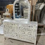 Lombok Hand Carved Wooden Six Drawer Dresser With Mirror
