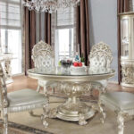 Magnisy Hand Carved European Circular Dining Table Set