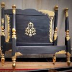 Royal Mirage Hand Carved Solid Wood Golden Accent Bed Frame