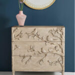 Handcarved Ornithology Three-Drawer Dresser