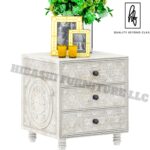 KHALIFA Hand carved Bedside Table