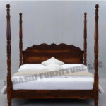 Hibashi Solid Wood Four Poster Platform Bed Frame w Headboard