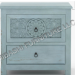 Tallaq Hand Carved Solid Mango Wood Bedside Table