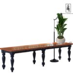 RECTO Blue Two-Tone Solid Wood Large Bench