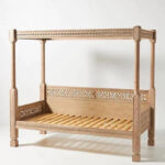 Hand Carved Canopy Style Solid Wooden Daybed / Out Door Seating/ Hand Made Daybed