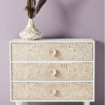 Bohemian Indian Hand carved Three Drawer Dresser