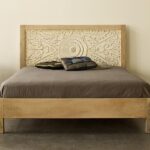 LAHI Handcarved Solid Wood Indian King Size Bed White
