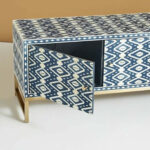 Diamond Bone Inlay Media Console in Blue