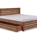 Mogra Antique Brass Work Solid Wood Brass Bed