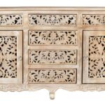 Hand carved Indian solid wooden Nadia 6 drawers combo dresser