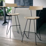 Albay Light Wood Bar Stool with Backrest, 72cm