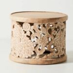 Hand Carved Lotus Floral Round Side Table