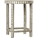 Small Bone Inlay Small Round Side Table/End Table Stool