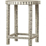Small Bone Inlay Small Round Side Table/End Table Stool - Image 4