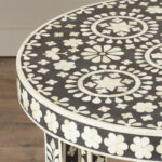 Small Bone Inlay Small Round Side Table/End Table Stool - Image 5