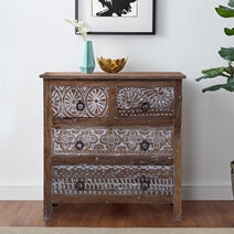 Rustic Solid Wood 4 Drawer Moroccan Bedroom Dresser