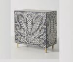 Hamad Peacock Design Bone Inlay Three Drawer Dresser Black