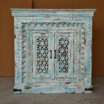 Jali Design Hand Carved Designer Small Sideboard, Table Cabinet, Hall Table, Storage Cabinet.