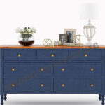 RECTO Blue Two Tone Solid Wood 7 Drawer Bedroom Dresser