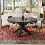 BARAS Round Industrial Steel Pedestal Dining Table