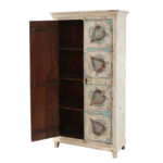 Mimosa Distressed White Hand-carved Solid Wood Vintage Armoire - Image 4