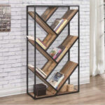 DONSOL Industrial Rustic Diagonal Bookcase