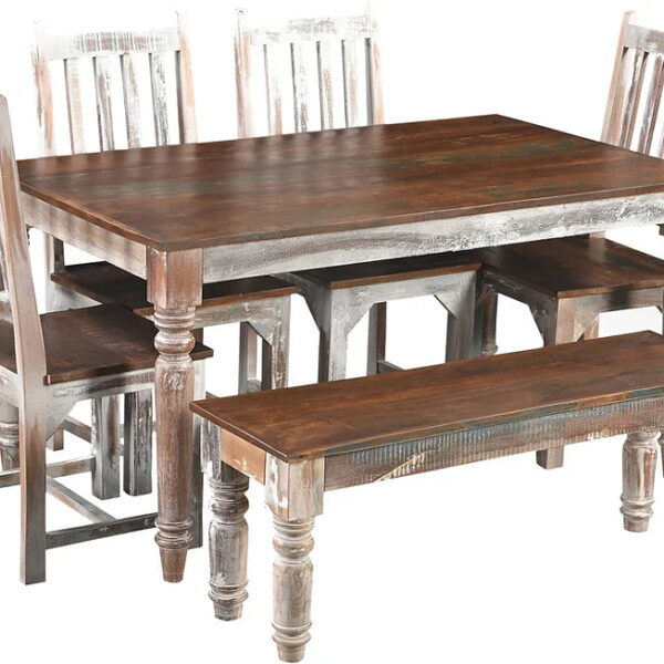 Vintage Farmhouse 6-Piece Distressed Wood Dining Set