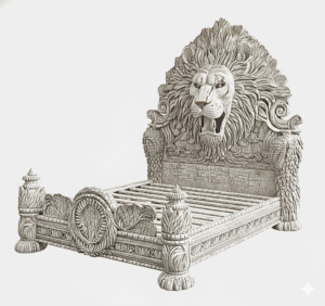 Imperial Lion Throne Carved Platform Bed & Bedroom Set – Handcrafted Solid Wood Masterpiece - Image 4