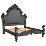 Regal Hand-Carved Solid Wooden Platform Bed Frame - Image 4