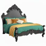 Regal Hand-Carved Solid Wooden Platform Bed Frame - Image 6