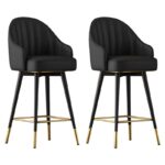 Abra Faux leather Bar Stool with steel Legs Set of 2 Stools – handcrafted solid wood furniture