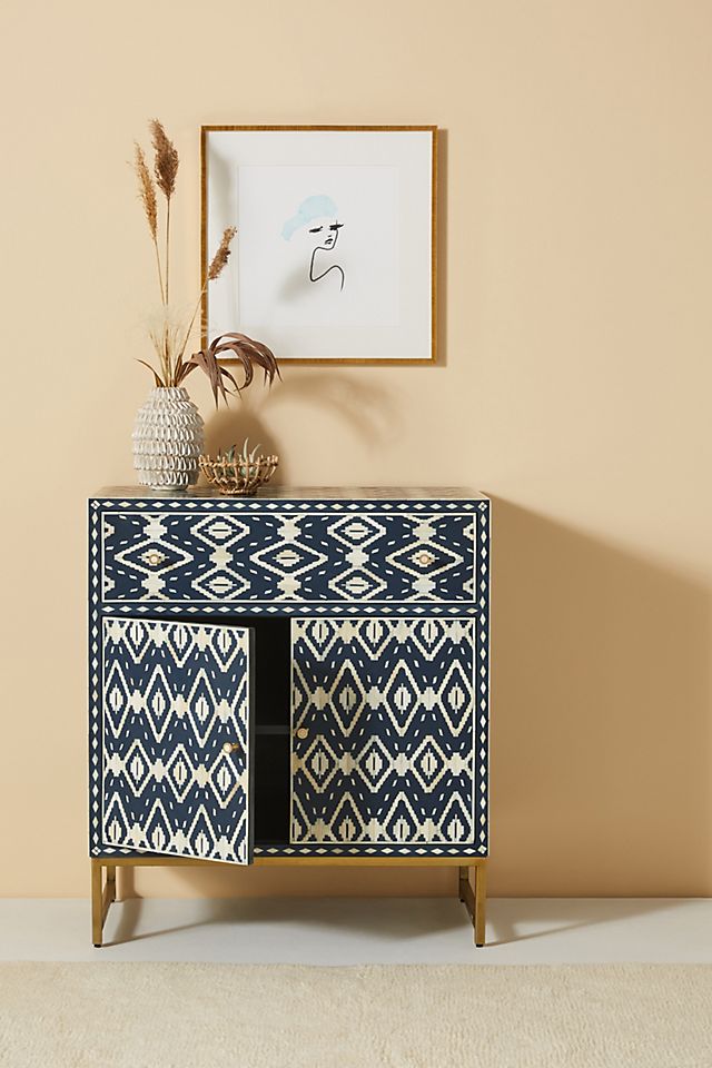 Aldar Handmade Bone Inlay Entryway Cabinet – handcrafted solid wood furniture