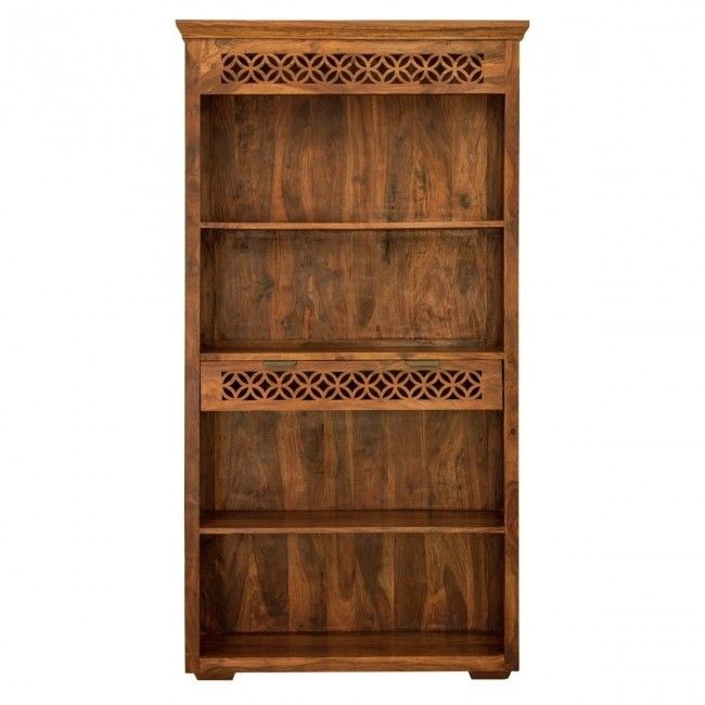 ALLY Hand Carved Book case with 1 Drawer – handcrafted solid wood furniture