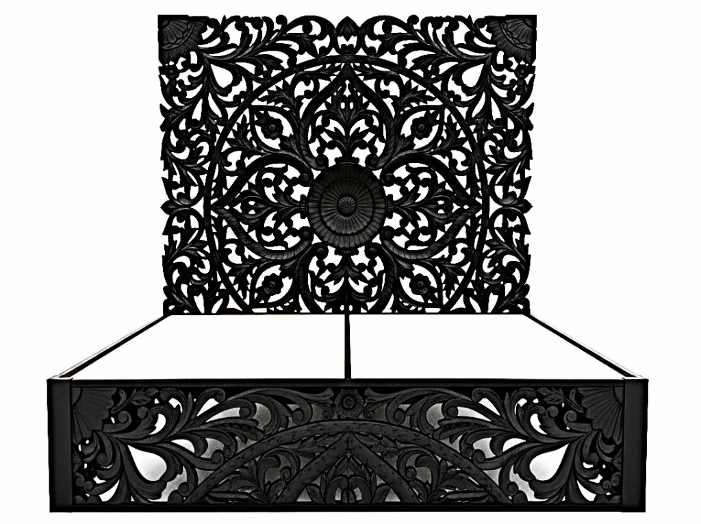 Amani Hand Carved Indian Solid wooden bed frame White – handcrafted solid wood furniture