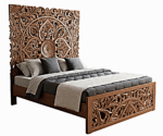 Amani Hand Carved Indian Solid wooden bed frame White – handcrafted solid wood furniture