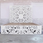 Amani Hand Carved Indian Solid wooden bed frame White – handcrafted solid wood furniture