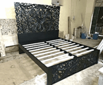 Amani Hand Carved Indian Solid wooden bed frame White by Hibashi Furniture – handcrafted solid wood furniture made in India
