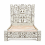 Ancestral Totem Hand-Carved Solid Wooden Gothic Platform Bed by Hibashi Furniture—handcrafted solid wood furniture