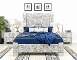 Ancestral Totem Hand-Carved Solid Wooden Gothic Platform Bed by Hibashi Furniture—handcrafted solid wood furniture