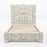 Ancestral Totem Hand-Carved Solid Wooden Gothic Platform Bed by Hibashi Furniture—handcrafted solid wood furniture