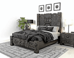 Ancestral Totem Hand-Carved Solid Wooden Gothic Platform Bed by Hibashi Furniture—handcrafted solid wood furniture