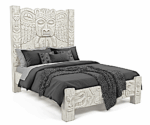 Ancestral Totem Hand-Carved Solid Wooden Gothic Platform Bed by Hibashi Furniture—handcrafted solid wood furniture