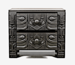 Ancestral Totem Hand-Carved Solid Wooden Gothic Platform Bed by Hibashi Furniture—handcrafted solid wood furniture